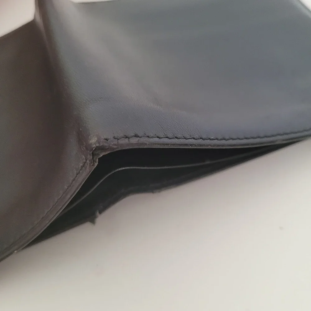 Dunhill‎ Bifold Wallet Black Calfskin Leather Gold Corners Spain Mens Luxury